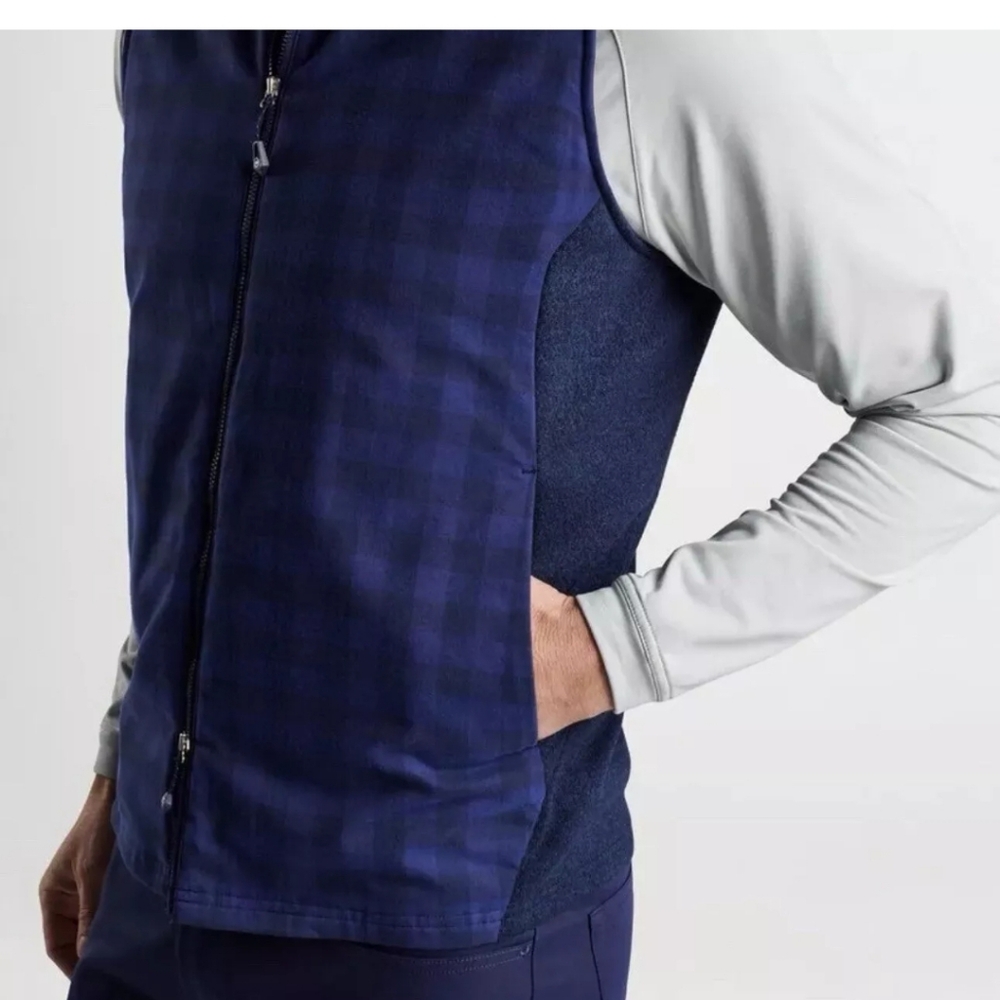 New $220 Peter Millar Full Zip "Performance Flannel" Golf Vest Size Large & Med - Picture 7 of 8